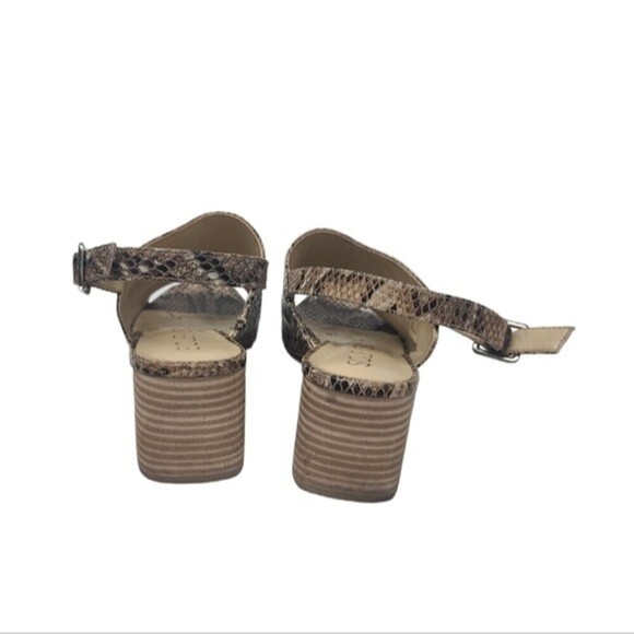 Sole Society Shawde Snakeskin Leather Peep Toe Heel Sandals 8M - Picture 7 of 9